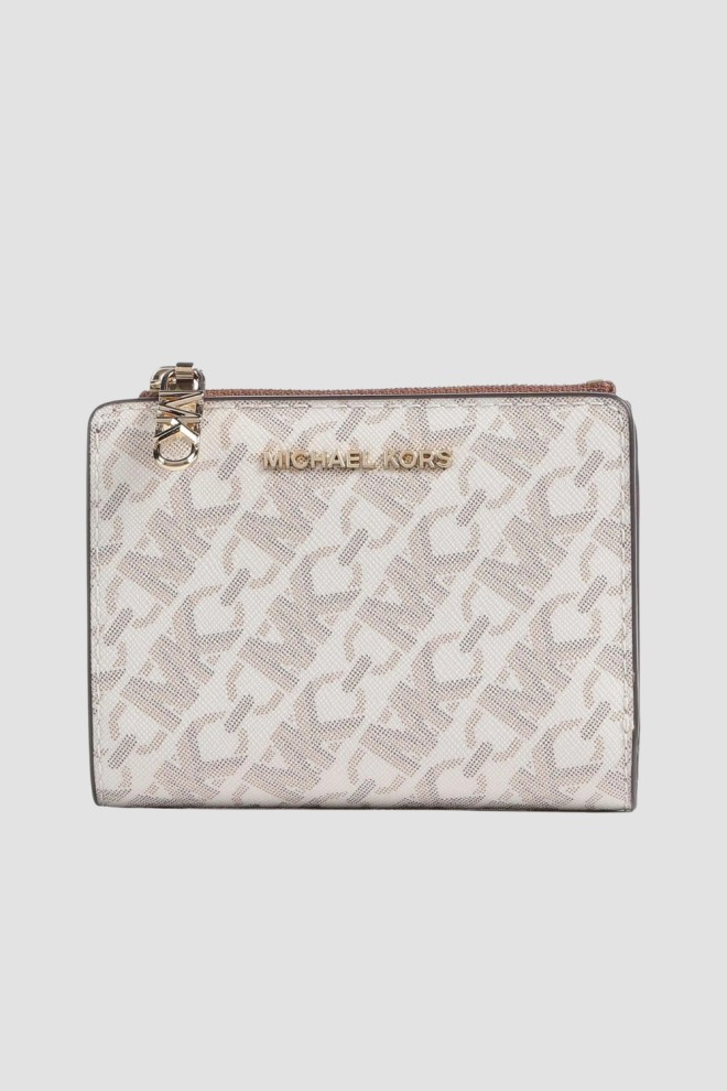 MICHAEL KORS Biały portfel z monogramem