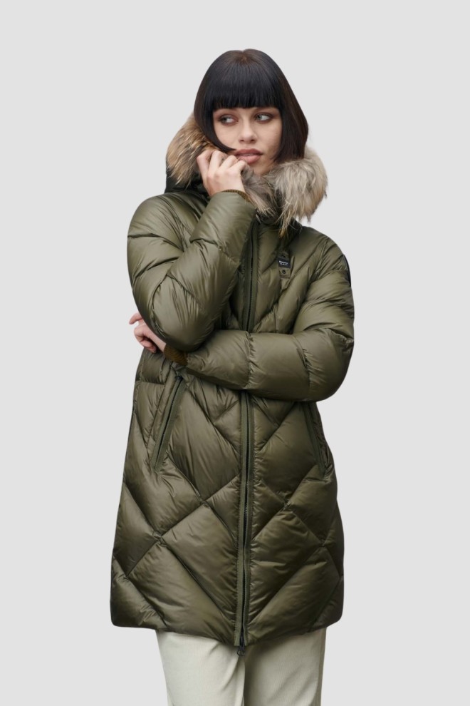 BLAUER Zielona damska kurtka Althea Raincoat Long Jackets, Rozmiar L