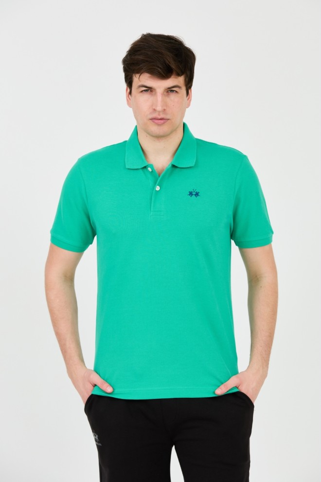 LA MARTINA Zielone męskie polo z małym logo, Rozmiar XL