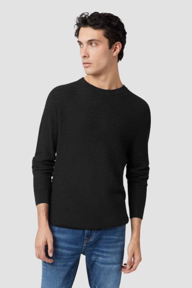 GUESS Czarny sweter męski Davin Cn Ls, Rozmiar M