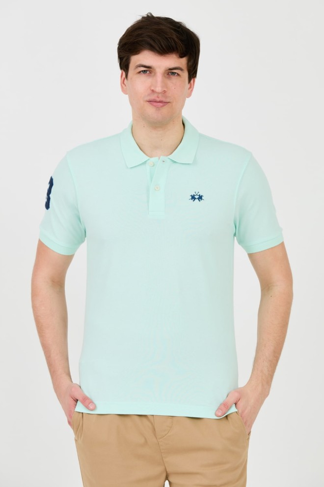 LA MARTINA Miętowe męskie polo z małym logo, Rozmiar XL