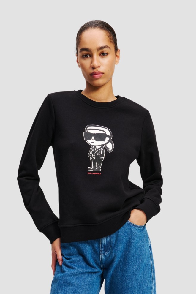 KARL LAGERFELD Czarna damska bluza Ikon Sketch, Rozmiar L