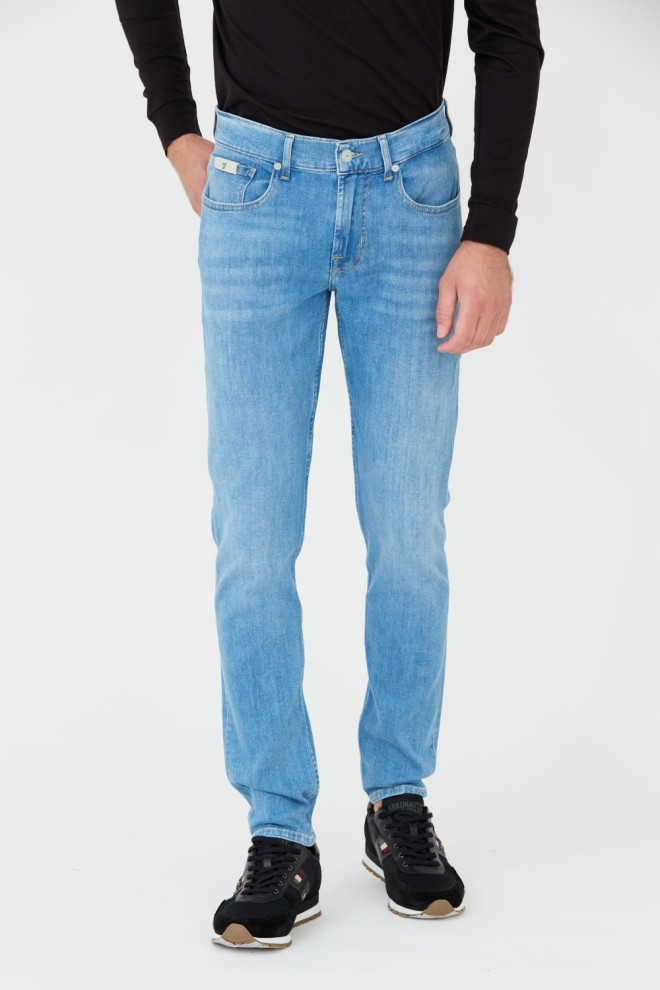7 FOR ALL MANKIND Niebieskie męskie jeansy Slimmy Tapered, Rozmiar 34