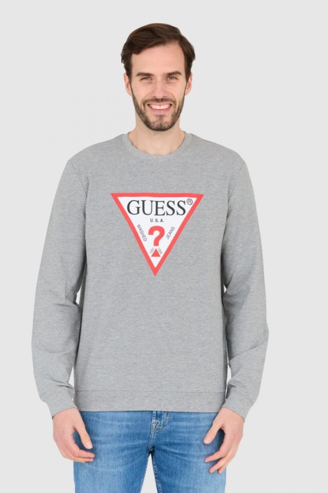 GUESS Szara męska bluza slim fit, Rozmiar XL