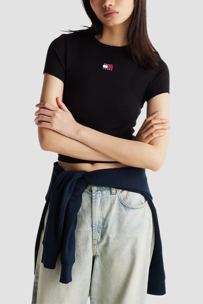 TOMMY JEANS Czarny damski t-shirt, Rozmiar L