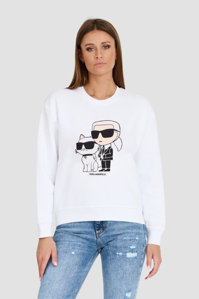 KARL LAGERFELD Biała bluza damska Ikonik 2.0, Rozmiar L