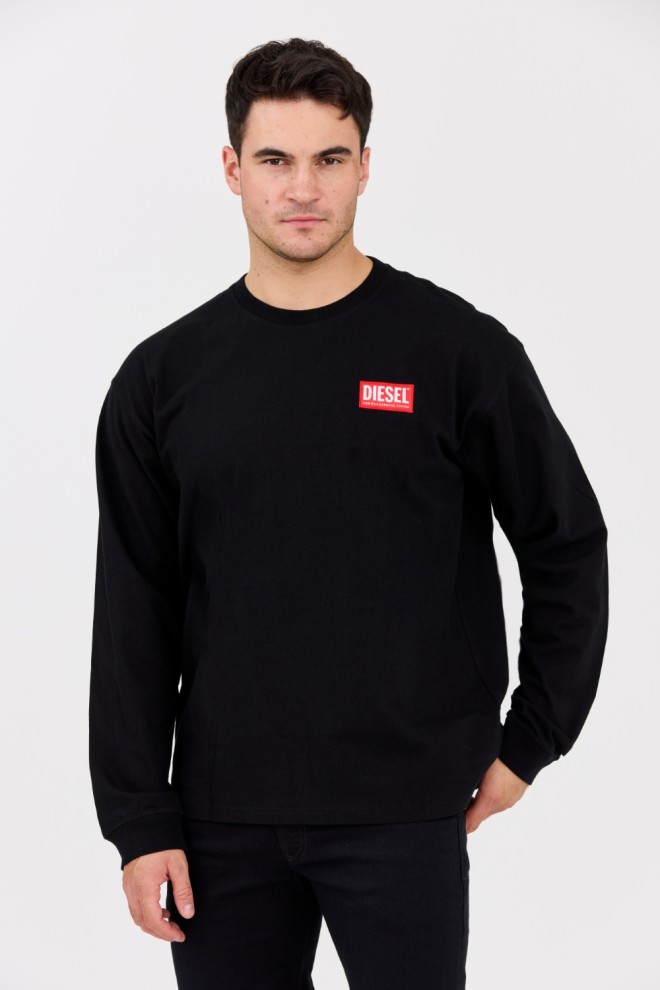DIESEL Czarny longsleeve męski T-BOXT-LS-LAB z naszywką, Rozmiar XL