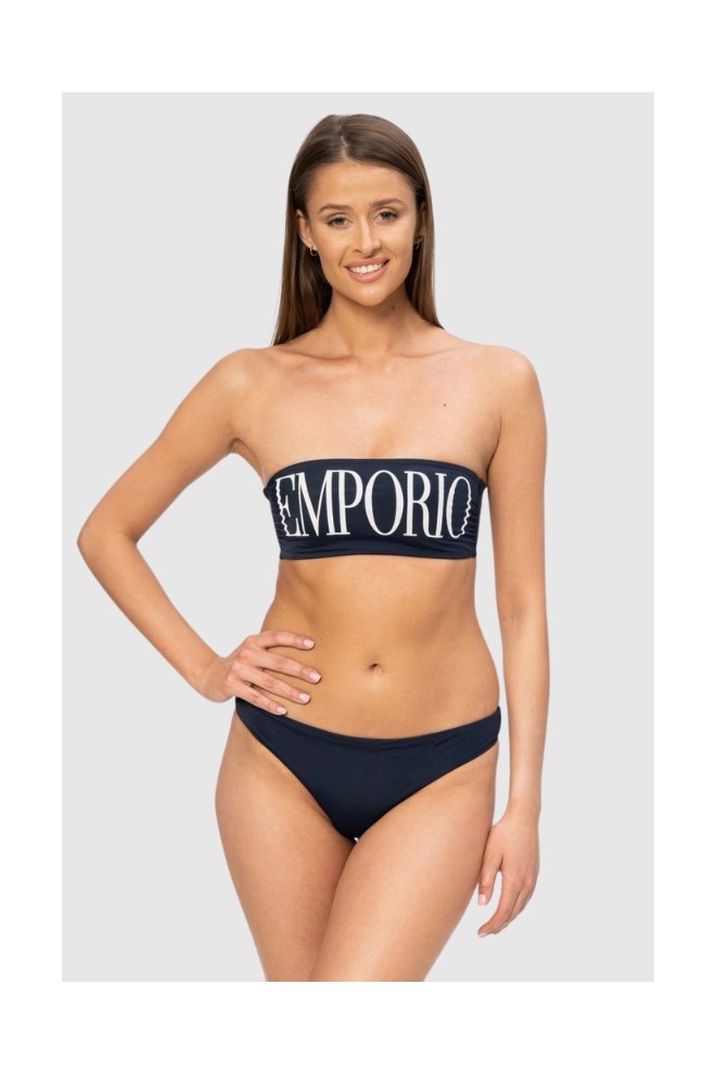 EMPORIO ARMANI Granatowe bikini z białym logo, Rozmiar S