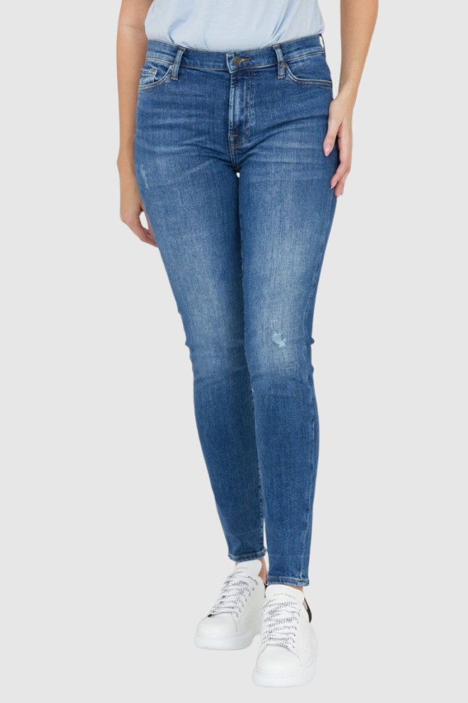 7 FOR ALL MANKIND Jeansy damskie z przetarciami HW SKINNY SLIM ILLUSION Outline, Rozmiar 28