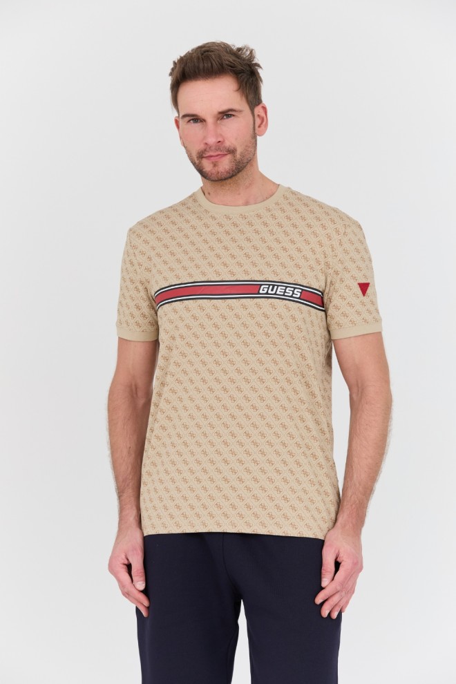 GUESS Beżowy męski t-shirt Jamey, Rozmiar XXL