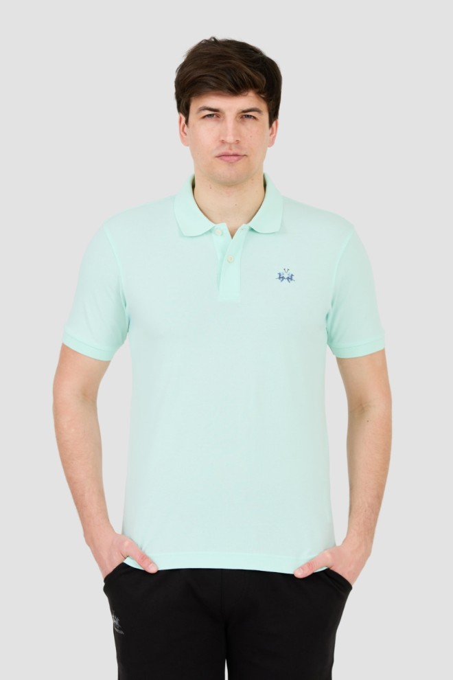 LA MARTINA Miętowe męskie polo z małym logo, Rozmiar XL
