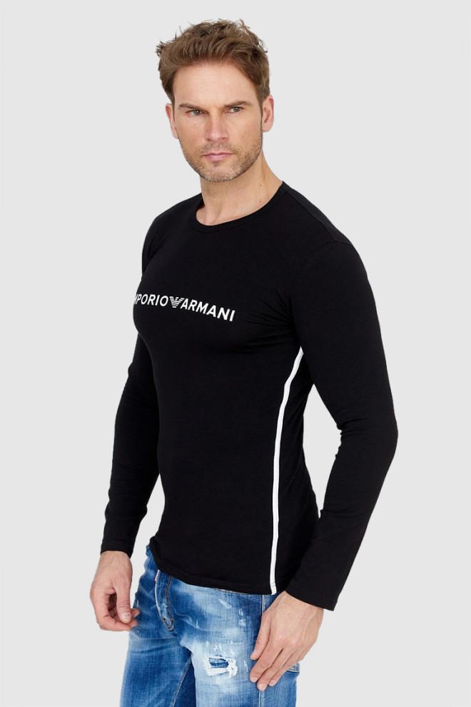 EMPORIO ARMANI Czarny longsleeve męski z lampasami, Rozmiar S