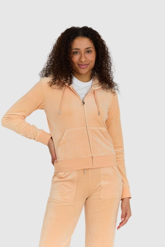 JUICY COUTURE Klasyczna welurowa rozpinana bluza damska dresowa robertson, Rozmiar L