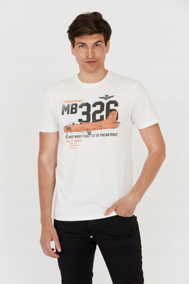 AERONAUTICA MILITARE Biały bawełniany t-shirt męski, Rozmiar XL