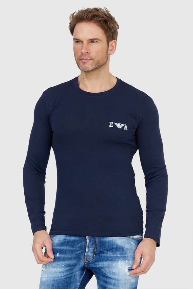 EMPORIO ARMANI Granatowy longsleeve męski z szarym logo