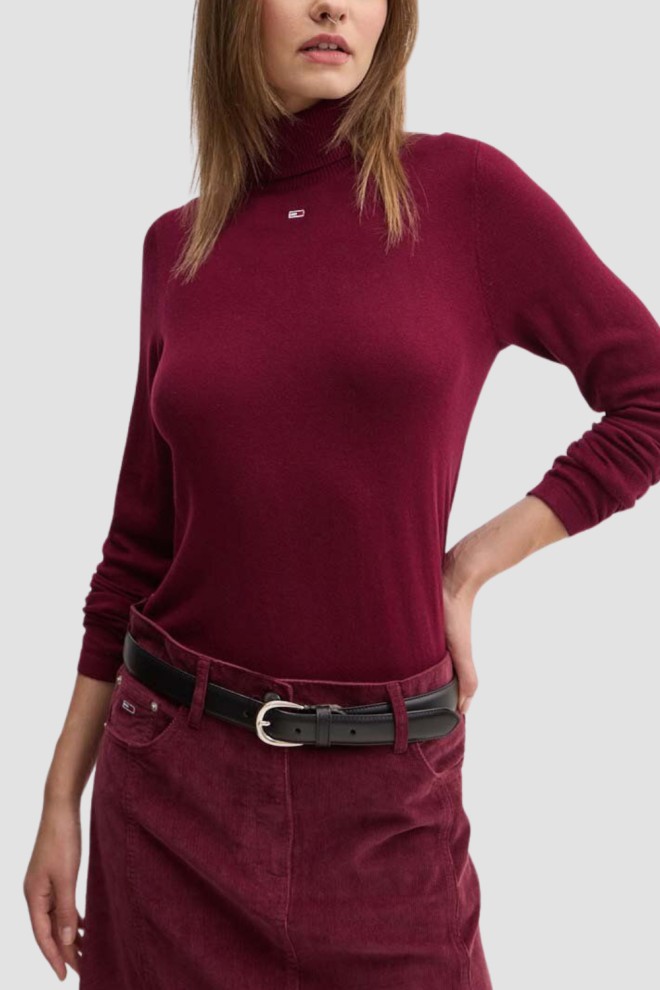 TOMMY JEANS Bordowy damski golf, Rozmiar M