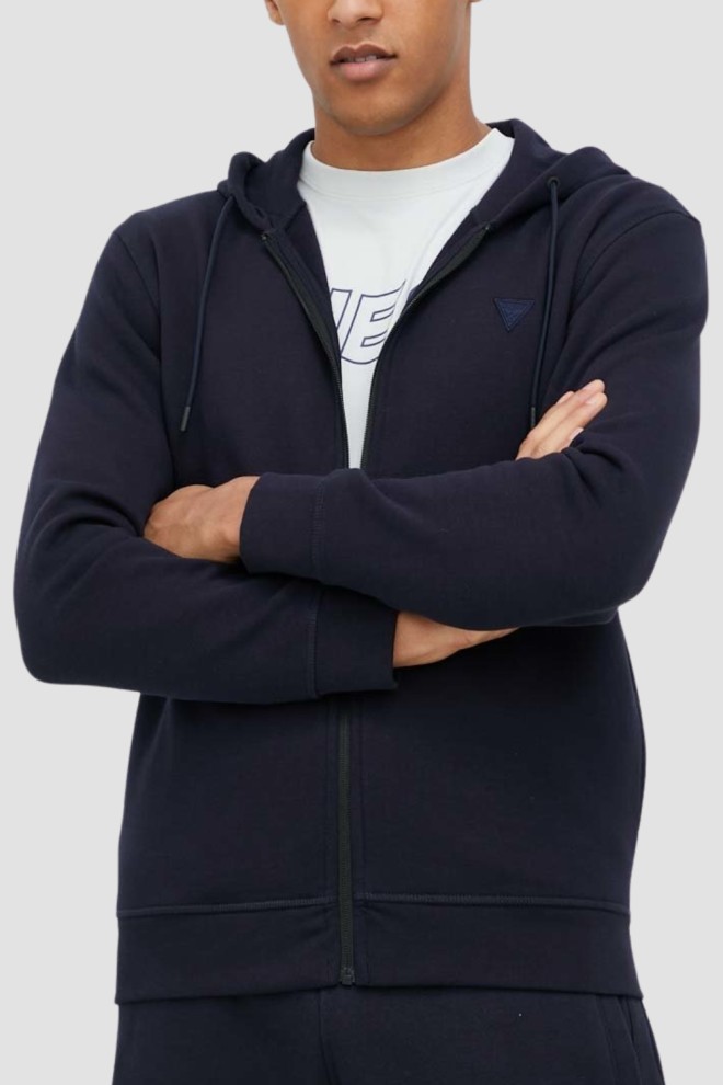 GUESS Granatowa bluza męska rozpinana Aldwin, Rozmiar XXL