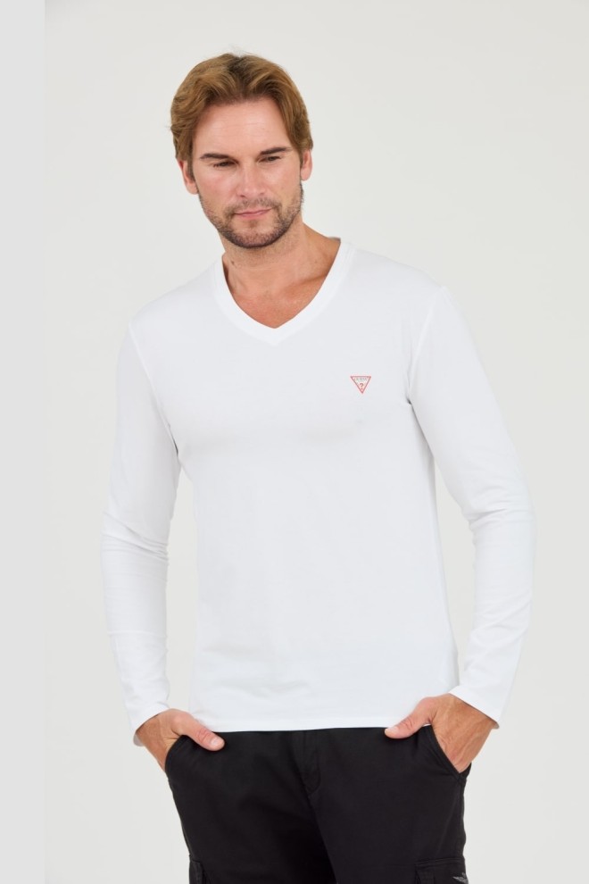 GUESS Biały męski longsleeve Core Tee, Rozmiar S