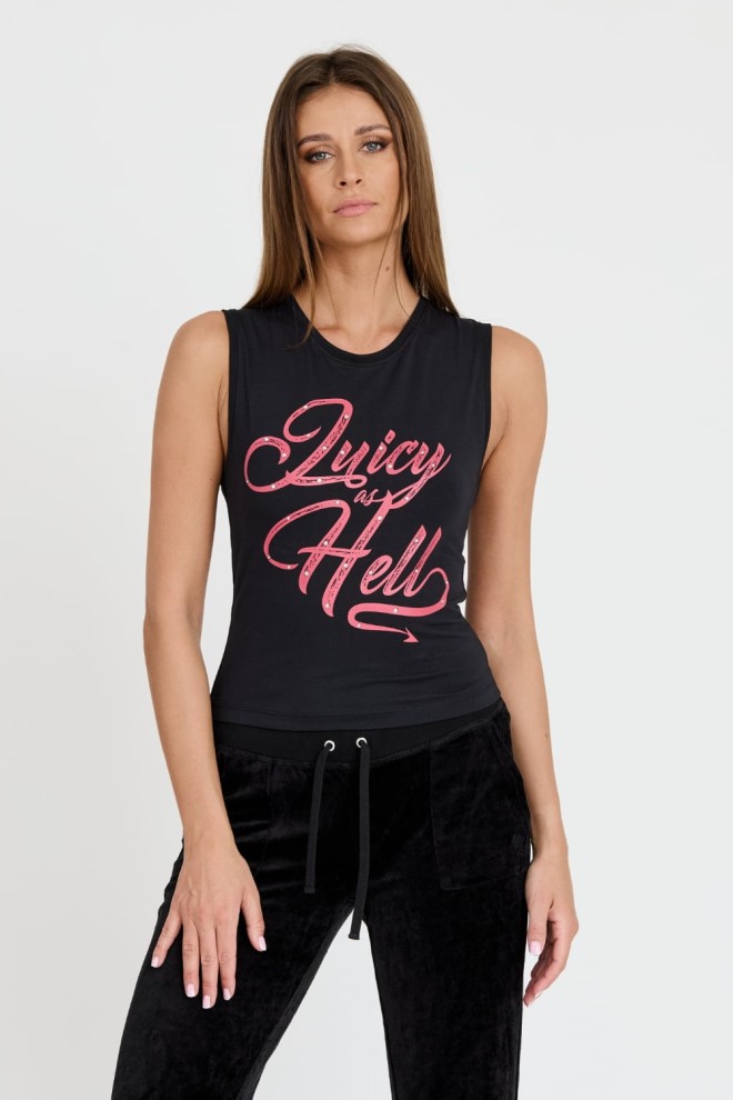 JUICY COUTURE Czarny damski top Juicy As Hell Tank, Rozmiar S