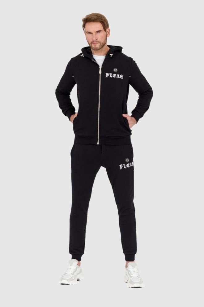 PHILIPP PLEIN Czarny dres męski z gotyckim logo, Rozmiar 3XL
