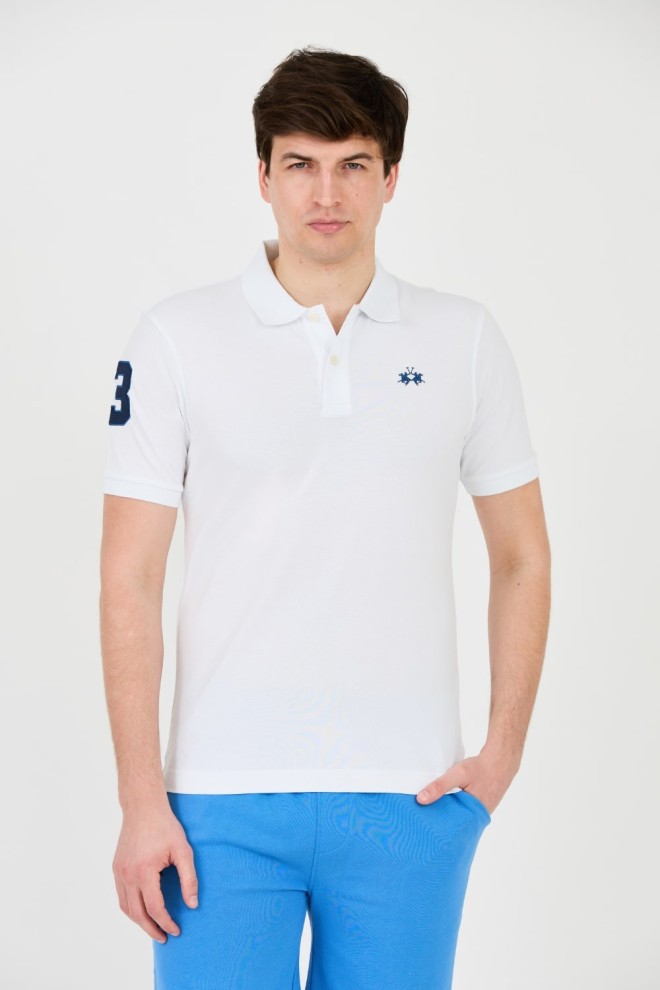 LA MARTINA Białe męskie polo z małym logo, Rozmiar XL