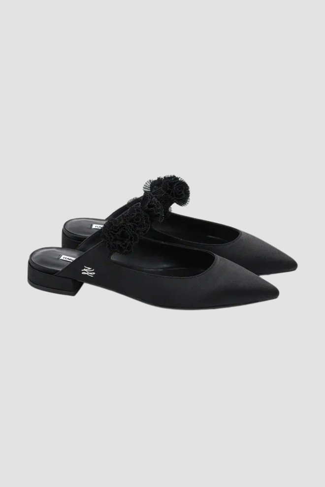 KARL LAGERFELD Czarne damskie baleriny KERRIE, Rozmiar 40