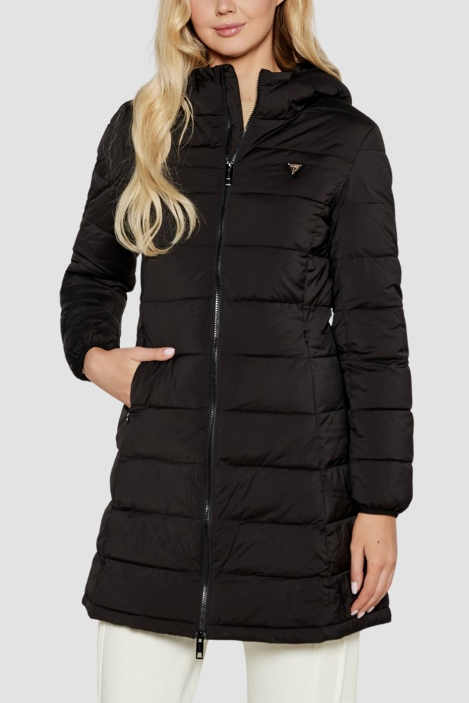 GUESS Czarna długa damska kurtka New Aleta, Rozmiar XS