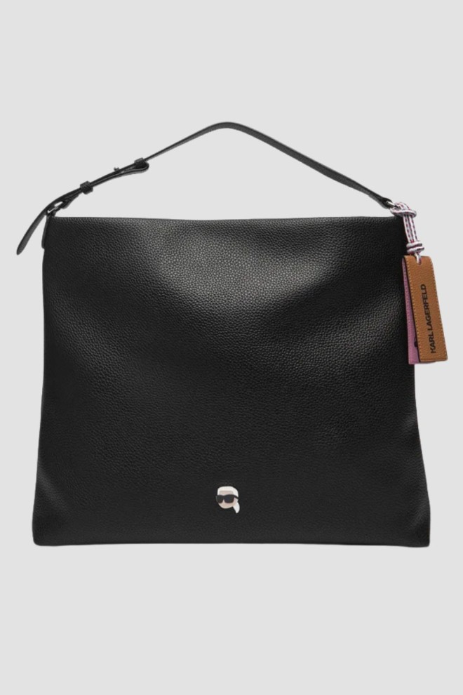 KARL LAGERFELD Czarna shopperka damska Ikon Pebble Hobo