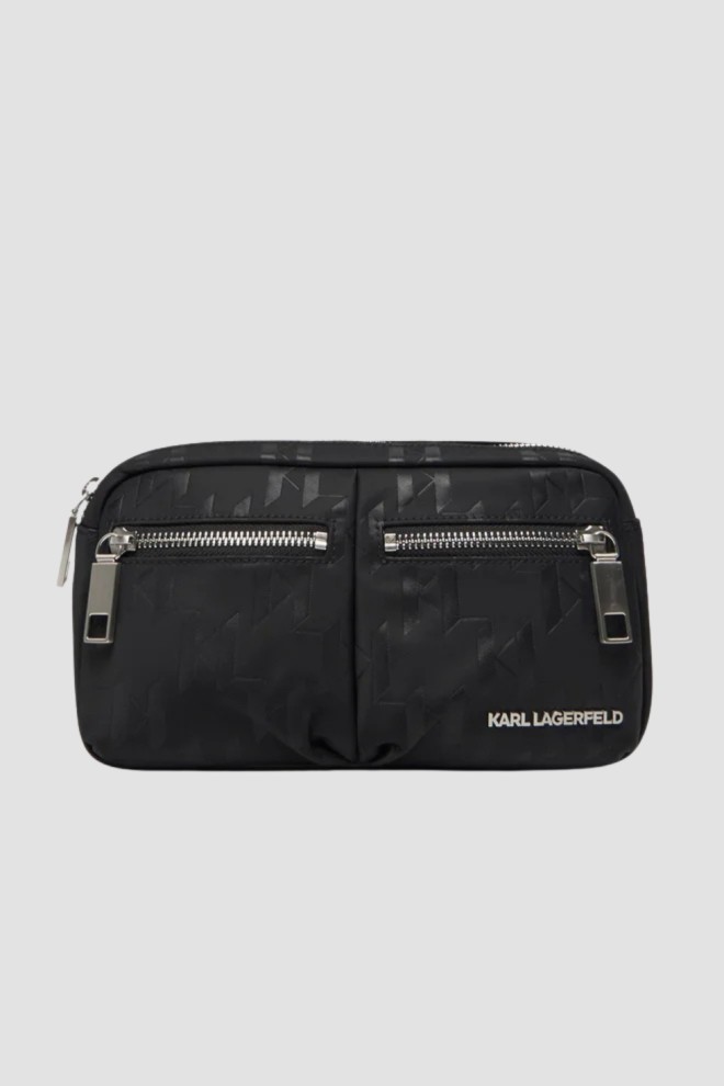 KARL LAGERFELD Czarna męska nerka z monogramem