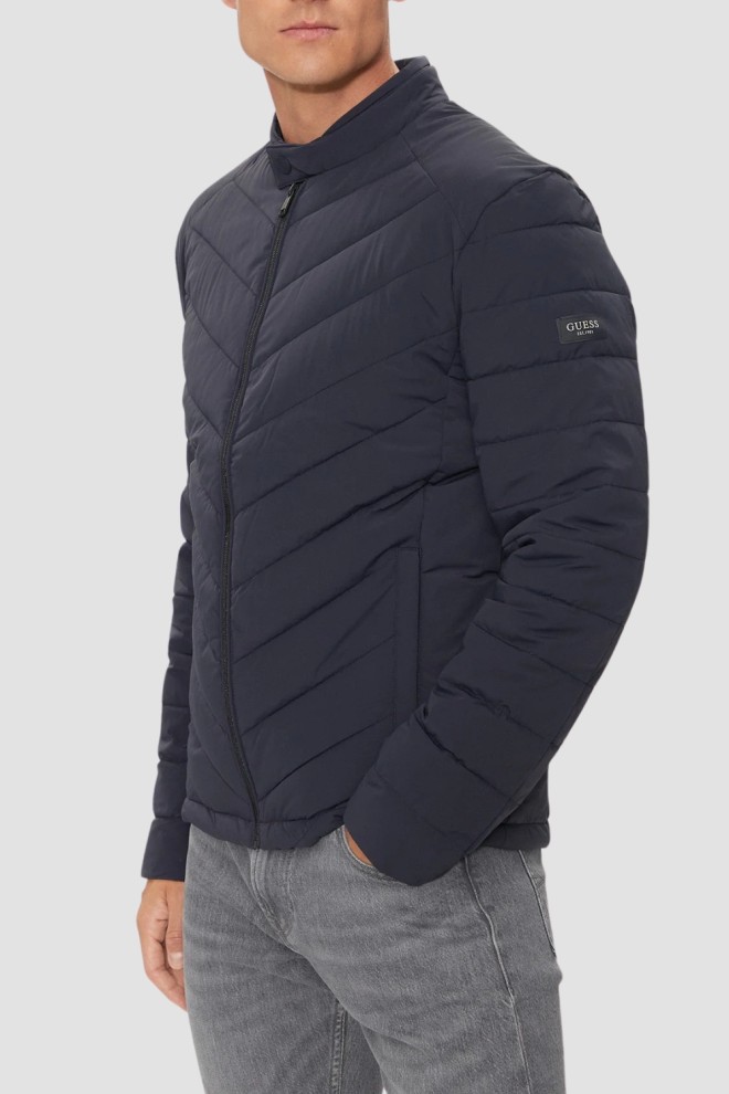 GUESS Granatowa męska kurtka Biker Jacket, Rozmiar M