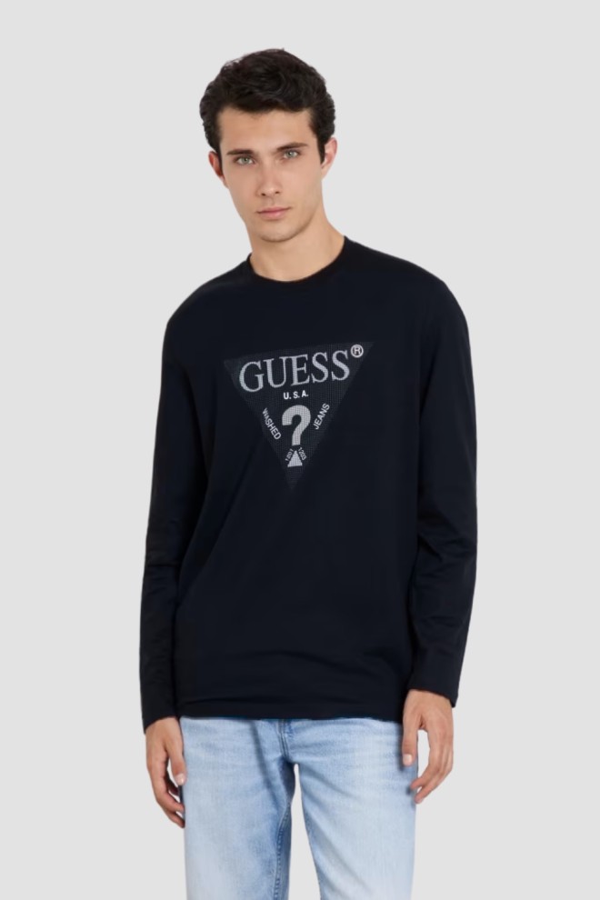 GUESS Granatowy męski longsleeve Ls Cn, Rozmiar XXL