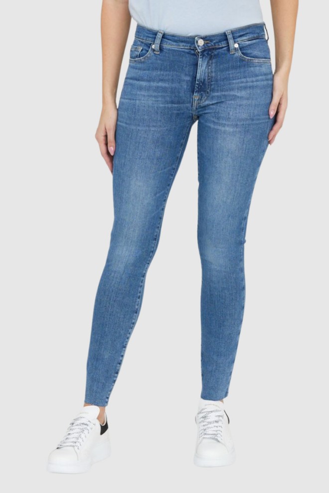 7 FOR ALL MANKIND Niebieskie jeansy damskie HW SKINNY SLIM ILLUSION Stride, Rozmiar 30
