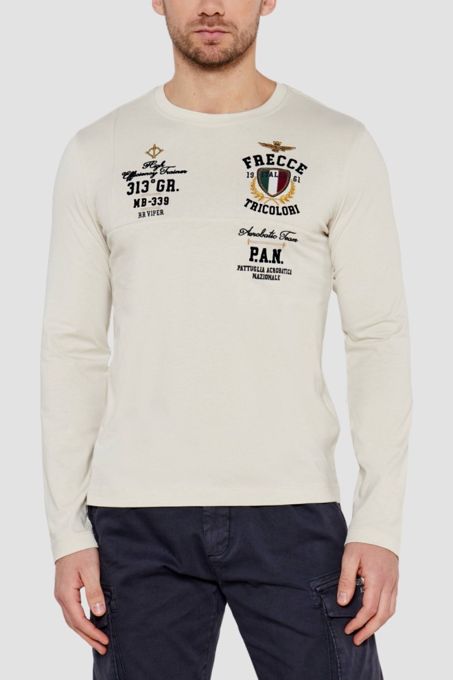 AERONAUTICA MILITARE Beżowy męski longsleeve, Rozmiar 3XL