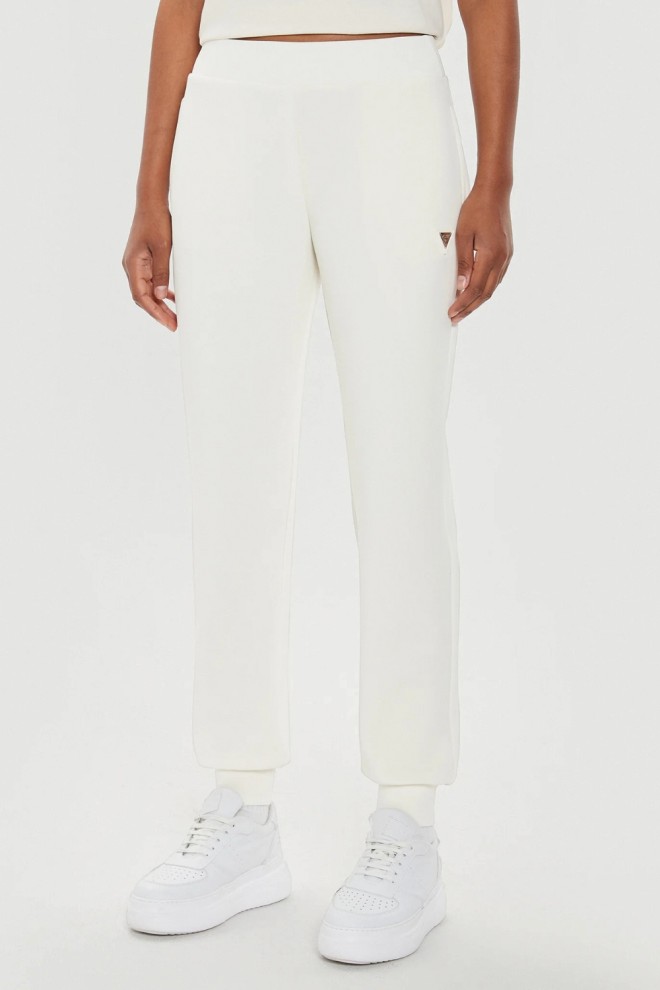 GUESS Beżowe damskie spodnie dresowe Olympe, Rozmiar M