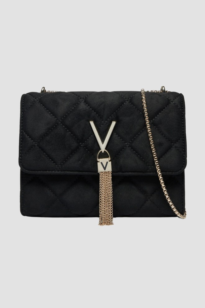 VALENTINO Czarna damska zamszowa torebka Charlotte Flap Bag