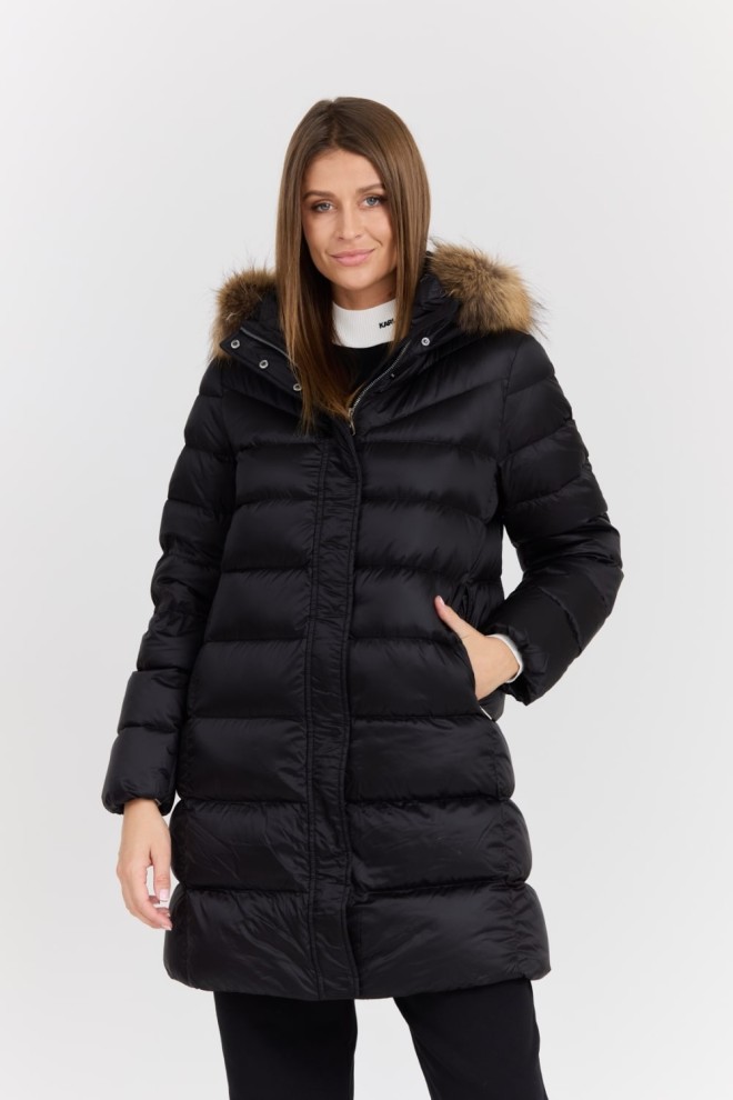 HETREGO Czarna damska kurtka puchowa Leonie Quilted Woman Jacket With Detached Hood, Rozmiar 38 EU - 42 IT