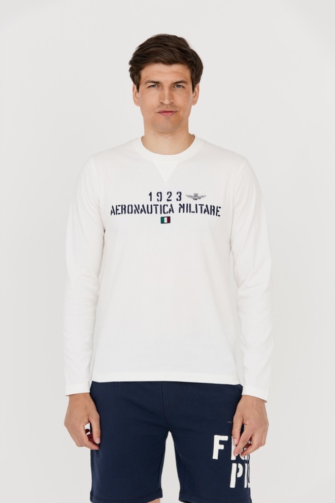 AERONAUTICA MILITARE Longsleeve biały męski, Rozmiar S