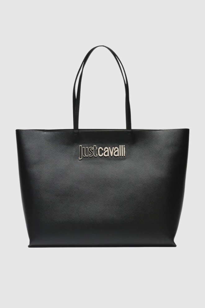 JUST CAVALLI Czarna shopperka Range Metal Lettering