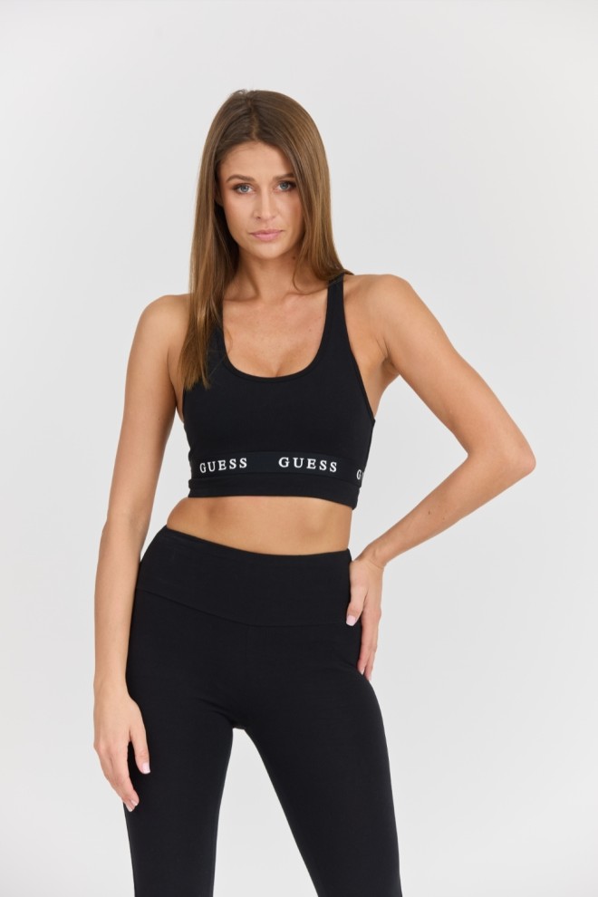 GUESS Damski czarny top Aline Eco Stretch Jersey, Rozmiar XL