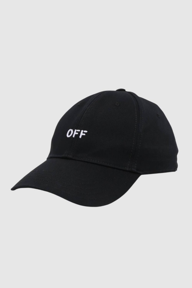 OFF-WHITE Czarna czapka z daszkiem z haftowanym Off, Rozmiar M