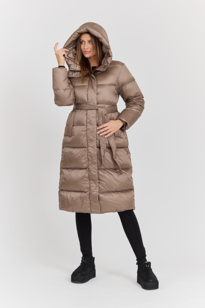 HETREGO Beżowy damski puchowy płaszcz Karen Woman Quilted Coat, Rozmiar 38 EU - 42 IT