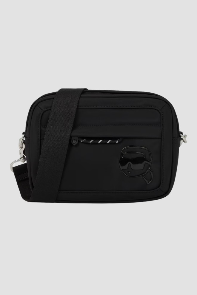 KARL LAGERFELD Czarna saszetka Ikon Nylon Tonal Print