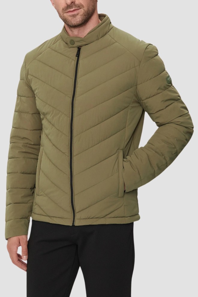 GUESS Zielona kurtka męska Biker Jacket, Rozmiar XXL