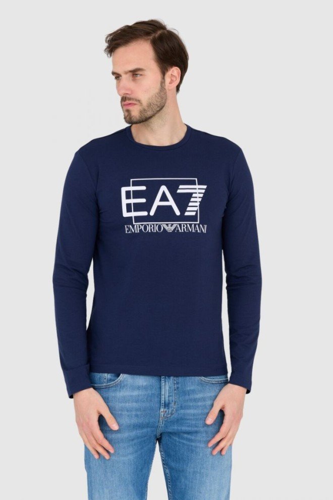EA7 Granatowy męski bawełniany longsleeve, Rozmiar S