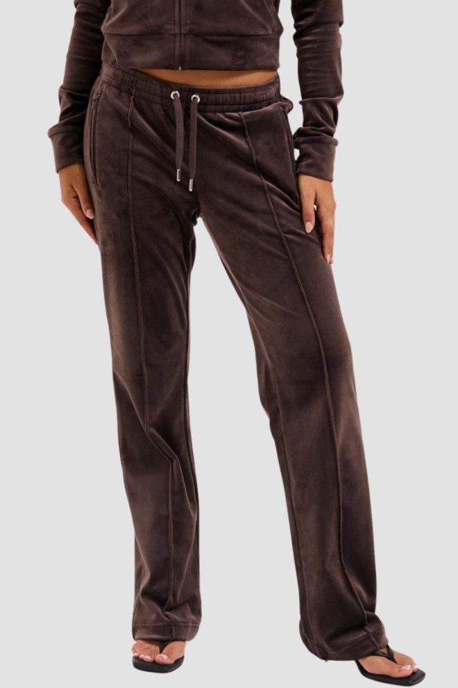 JUICY COUTURE Czekoladowe spodnie dresowe damskie z cyrkoniami Tina, Rozmiar M