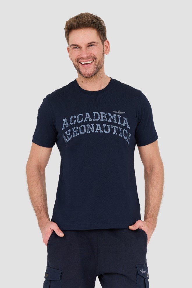 AERONAUTICA MILITARE Granatowy bawełniany męski t-shirt M.C., Rozmiar M