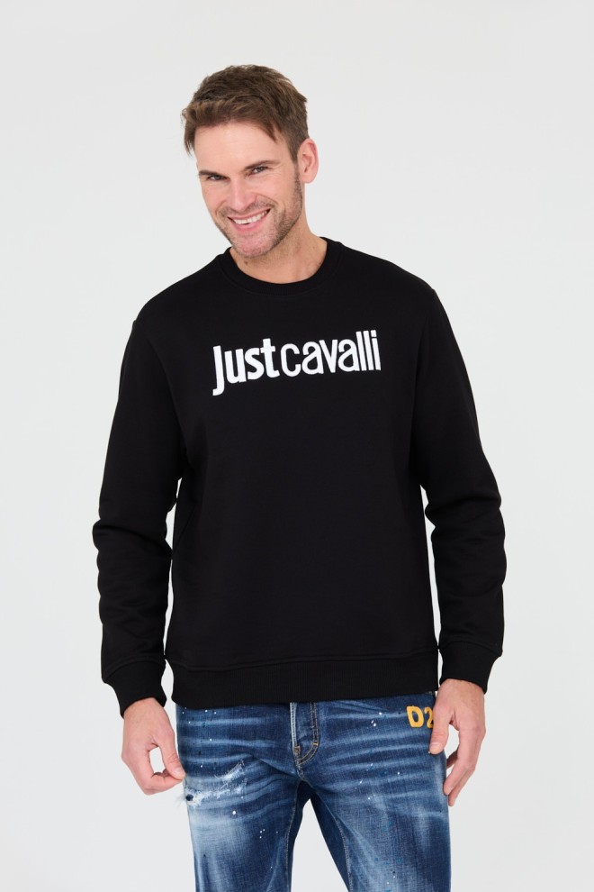 JUST CAVALLI Czarna męska bluza R Logo, Rozmiar L