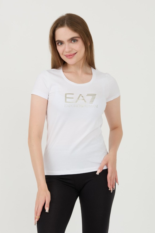 EA7 Biały damski t-shirt, Rozmiar L