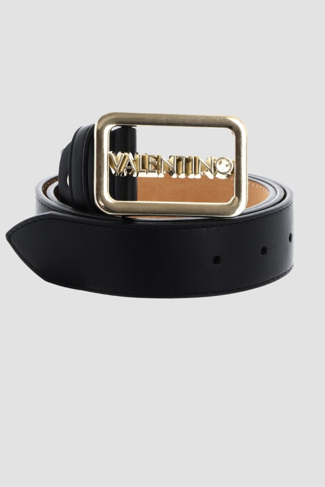VALENTINO Czarny pasek damski Around Plaque Buckle Belt, Rozmiar XS