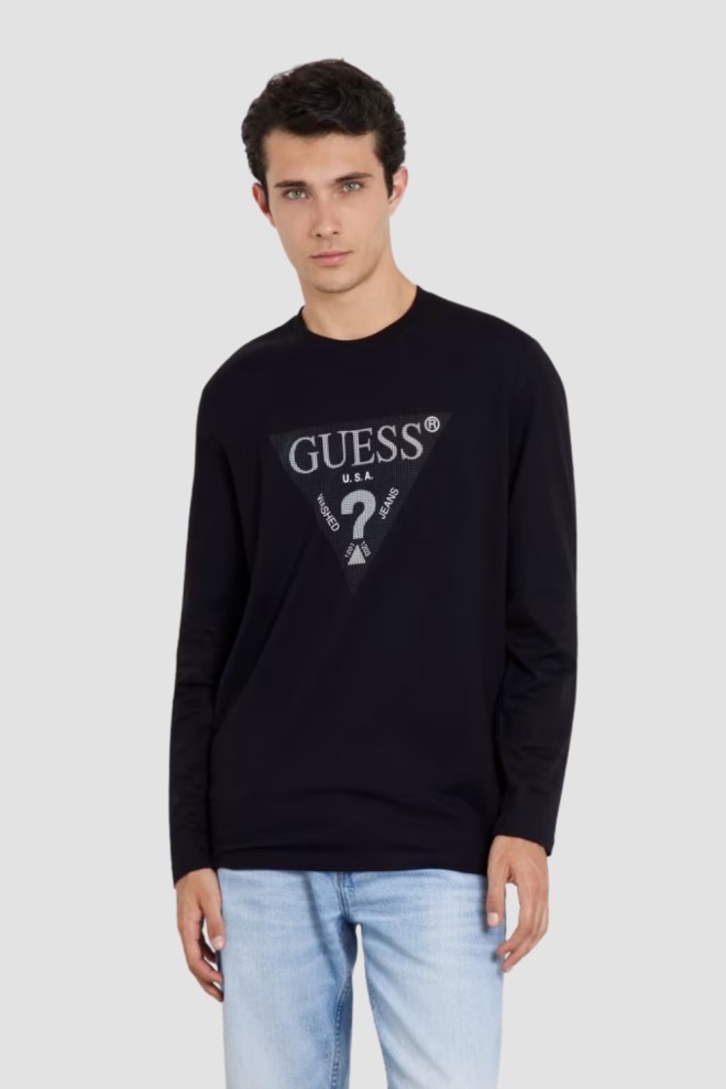 GUESS Czarny męski longsleeve Ls Cn, Rozmiar L